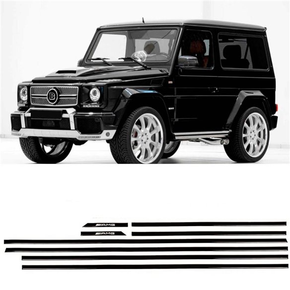  - G Class W463 - AMG BLACK mouldings insertions black gloss for 3-door SWB Mercedes-Benz W463 G-Class - 1 - AMG BLACK mouldings