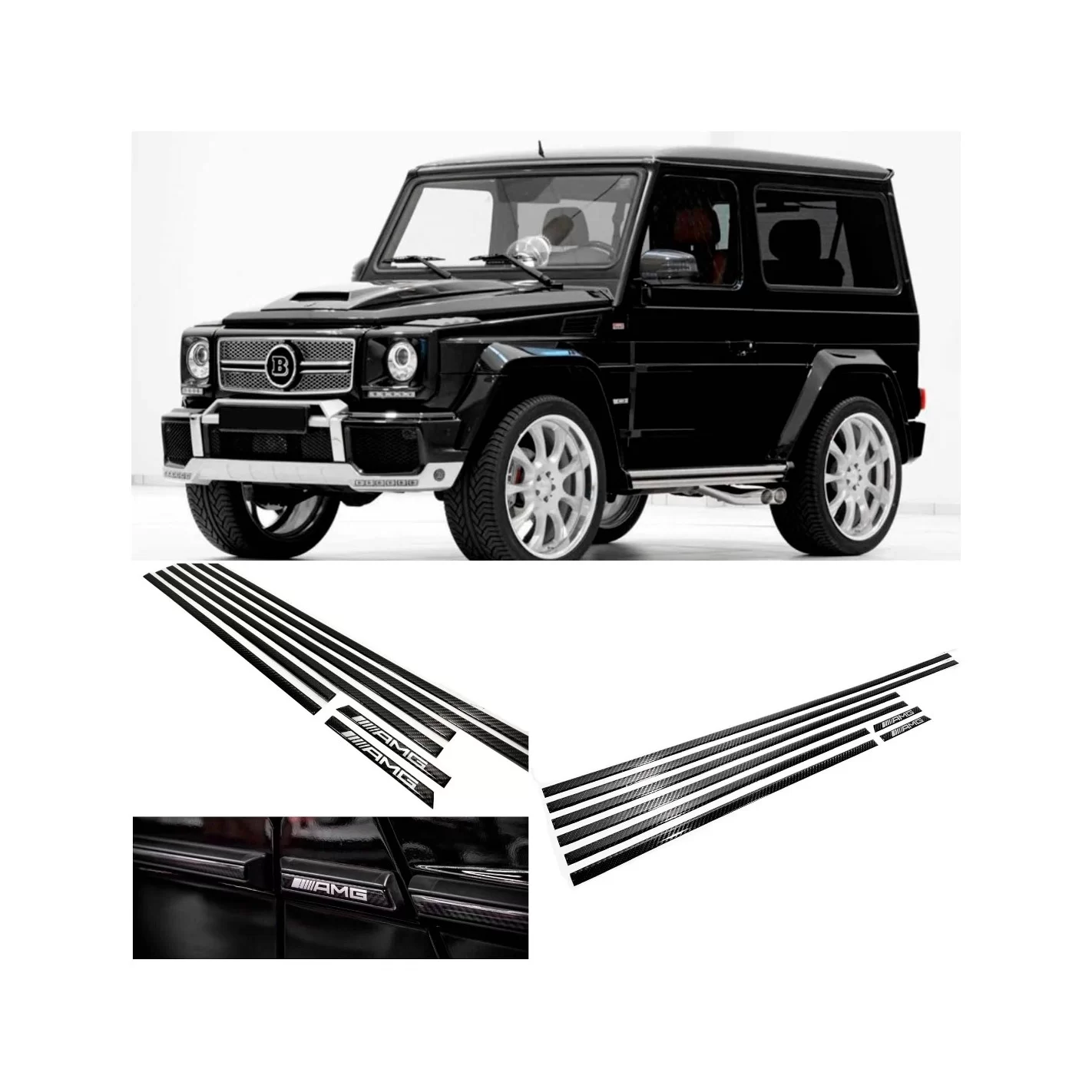  - G Class W463 - Carbon fiber side mouldings insertions set AMG for 3-door SWB Mercedes-Benz W463 G-Class - 1 - Carbon fiber si