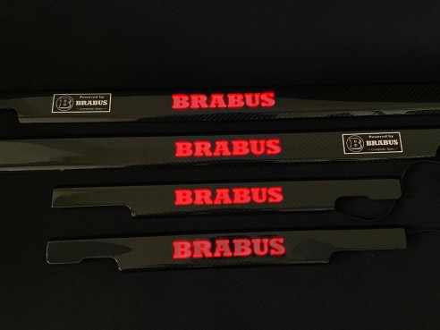 Carbon fiber LED Illuminated RED Brabus Door Sills 4 pcs for Mercedes-Benz G W463