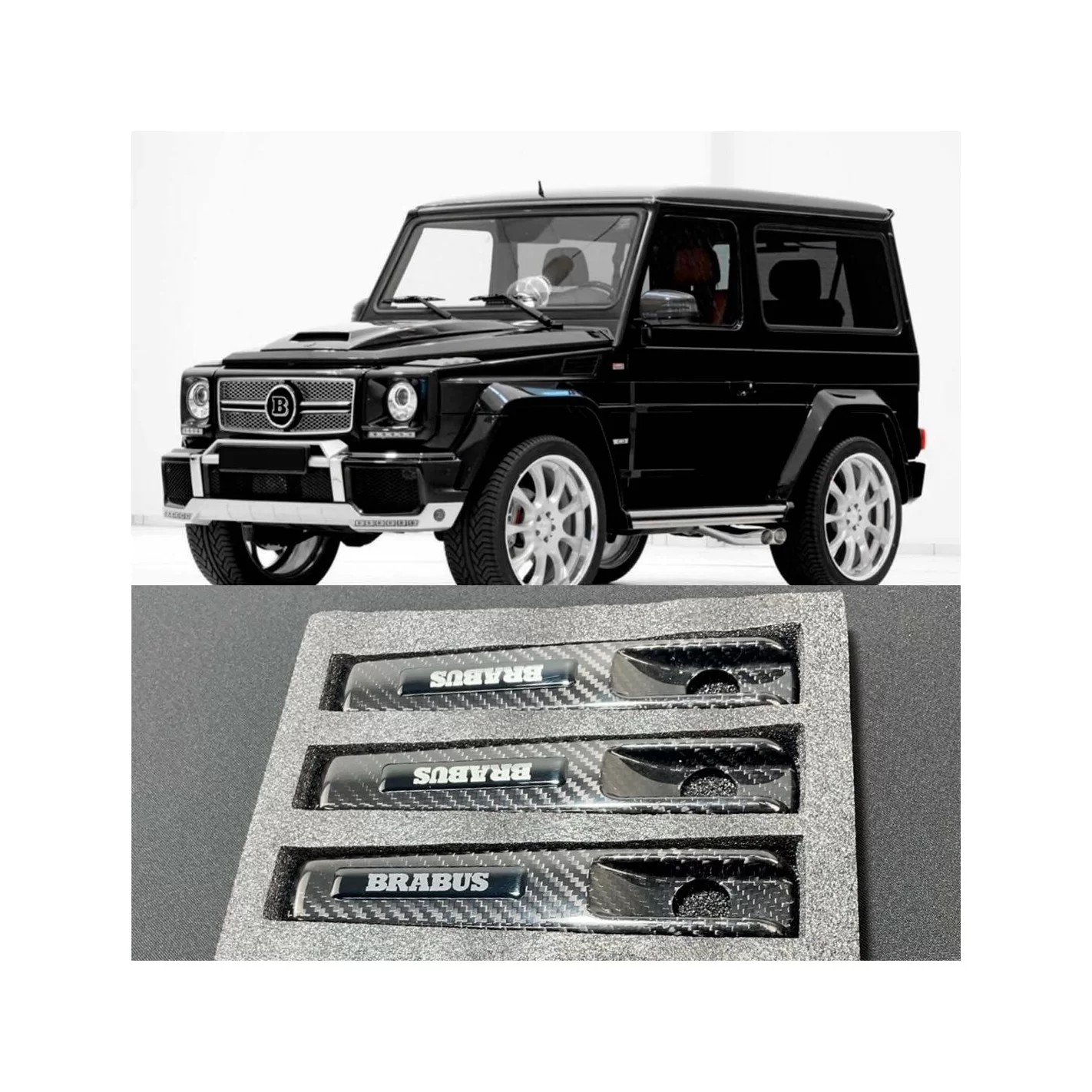 Carbon fiber with logo Brabus door handles covers 3pcs for 3-door SWB Mercedes-Benz W463 G-Class