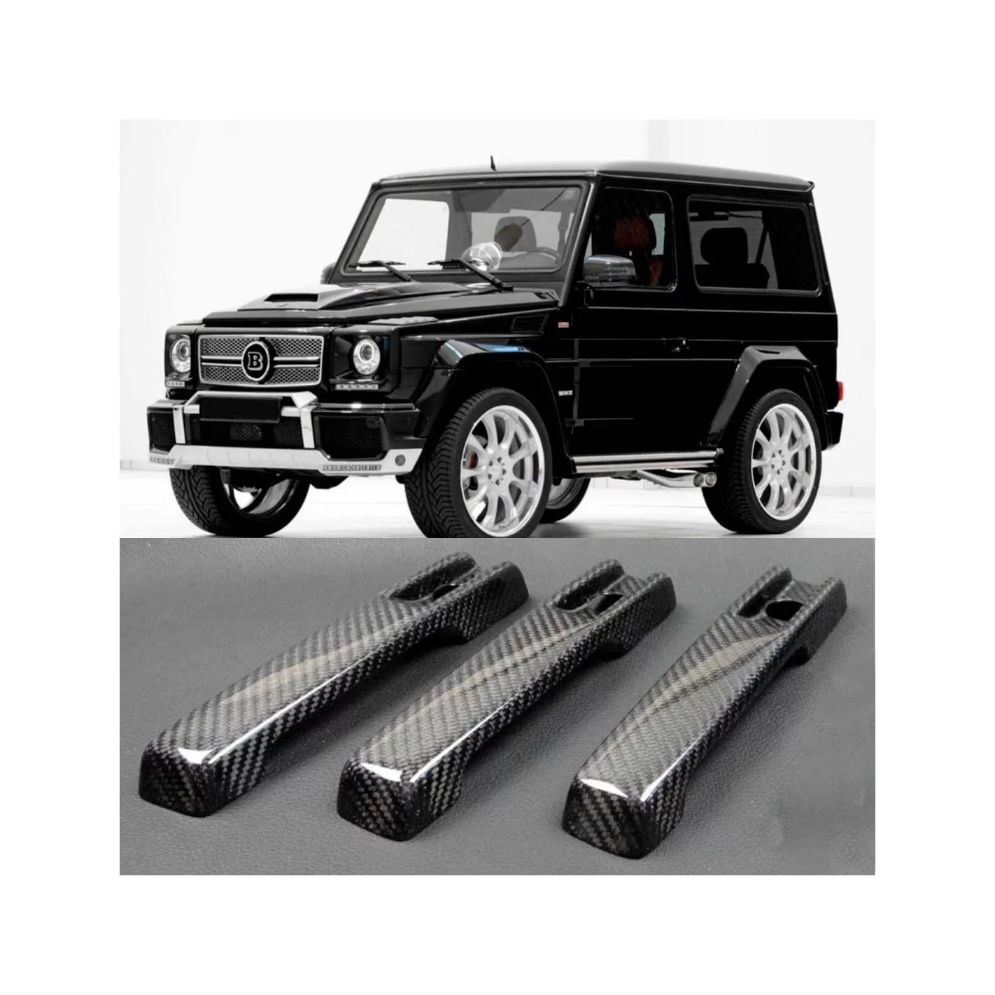  - G Class W463 - Carbon fiber door handles covers 3pcs for 3-door SWB Mercedes-Benz W463 G-Class - 1 - Carbon fiber door handle