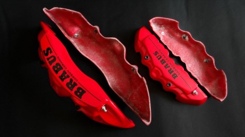 Fiberglass red Brabus Carbon Ceramic brake caliper covers for Mercedes-Benz G-Class W463