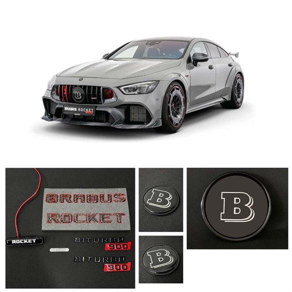 Brabus Rocket 900 LED emblem logo badges SET for Mercedes-Benz GT 4 door Coupe