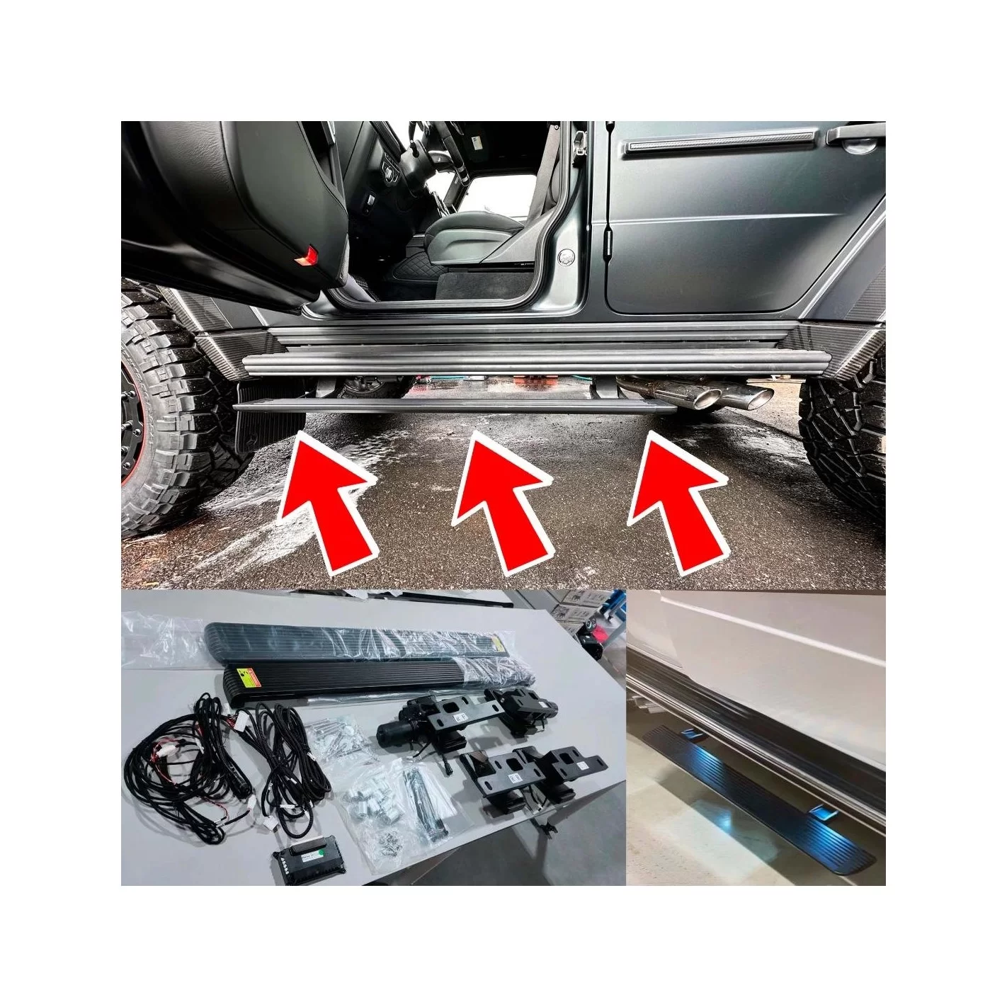 Electric running boards with LED illumination short side steps for Mercedes-Benz W463A W464 G-Class