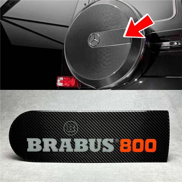 Carbon fiber badge emblem logo for rear spare tire wheel cover BRABUS 800 orange Mercedes-Benz W463A…