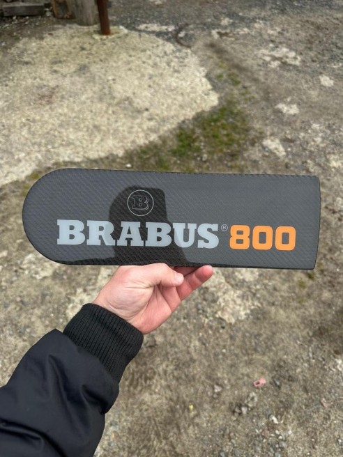 Carbon fiber badge emblem logo for rear spare tire wheel cover BRABUS 800 orange Mercedes-Benz W463A…