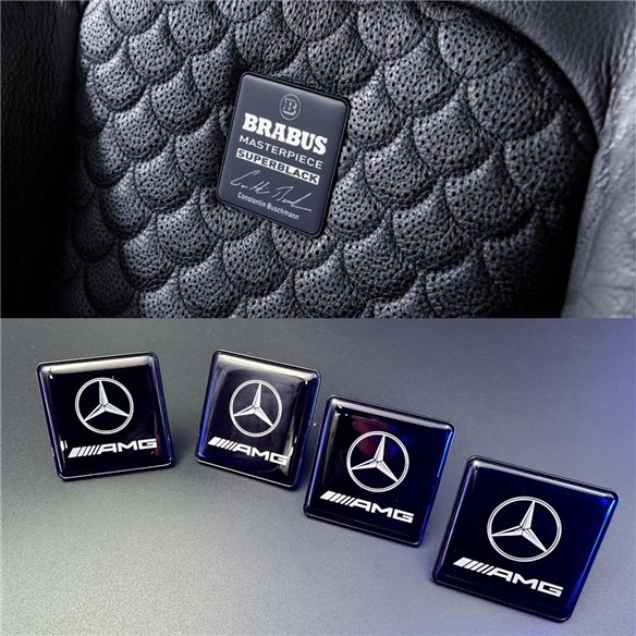  - Emblems - Metallic AMG seats emblem badge logo set for Mercedes-Benz cars - 1 - Metallic AMG seats emblem badge logo set for 