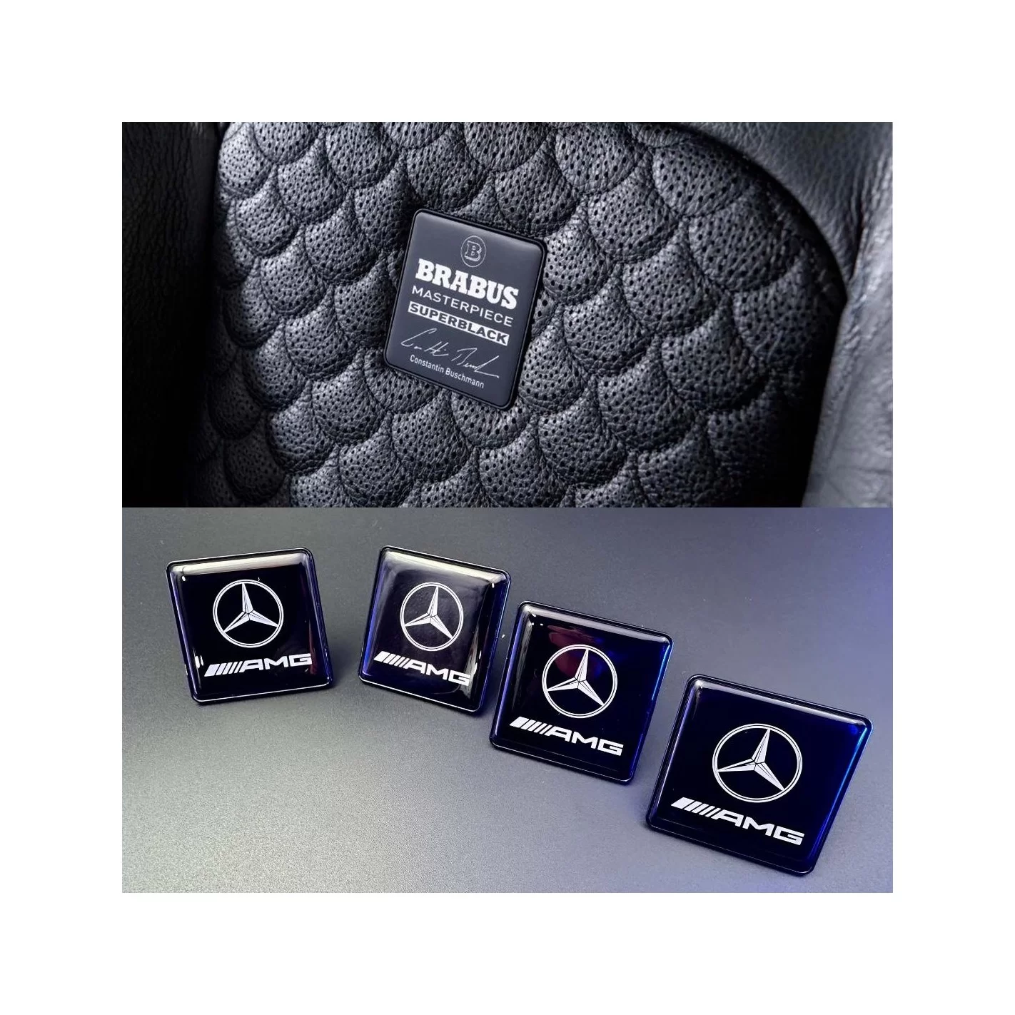  - Emblems - Metallic AMG seats emblem badge logo set for Mercedes-Benz cars - 1 - Metallic AMG seats emblem badge logo set for 