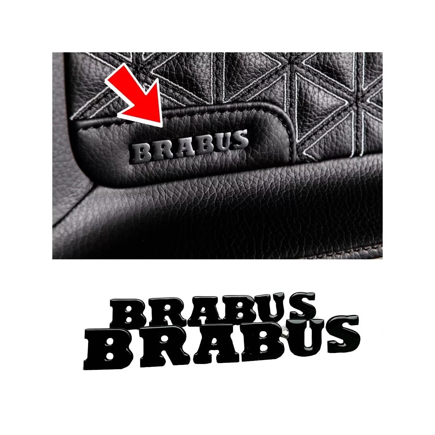 Metallic brabus badge emblem lettering for the door panel trim mercedes-benz w463a g-class