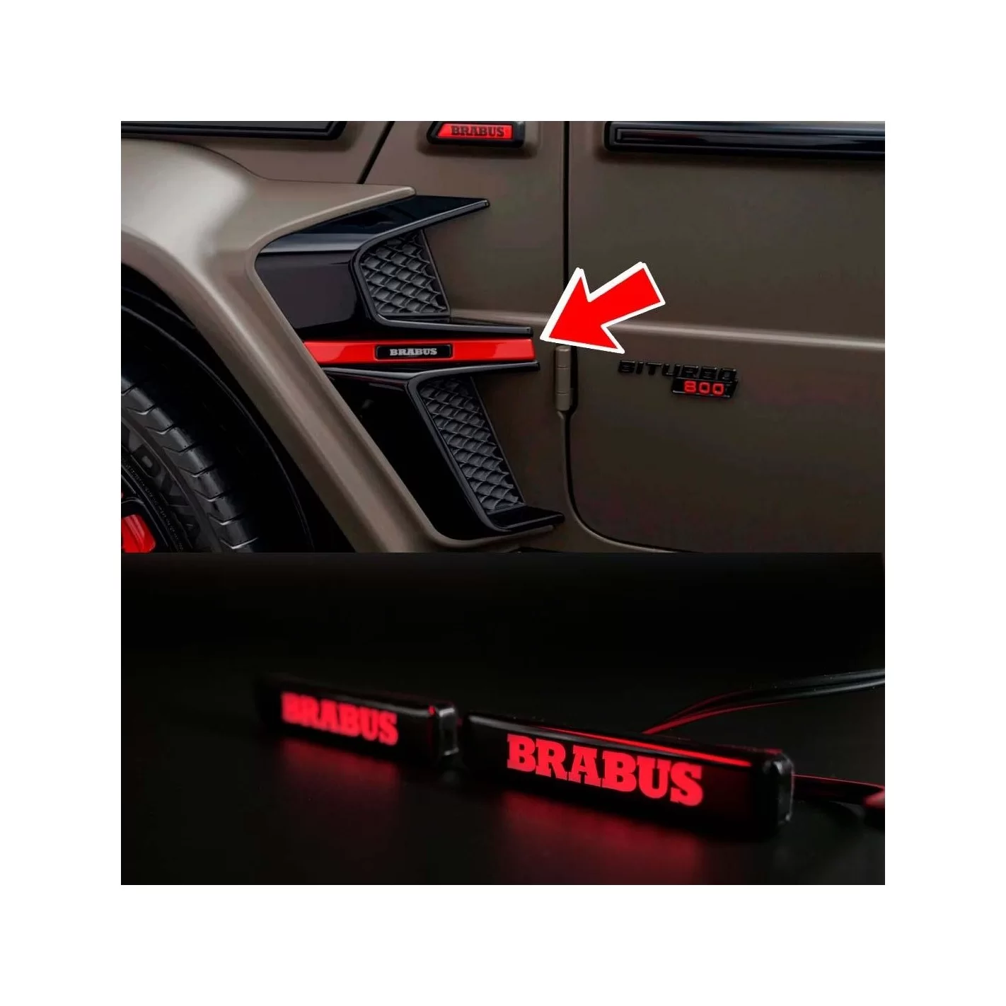 RED LED Brabus emblem for fender inserts Brabus Widestar body kit Mercedes W463A