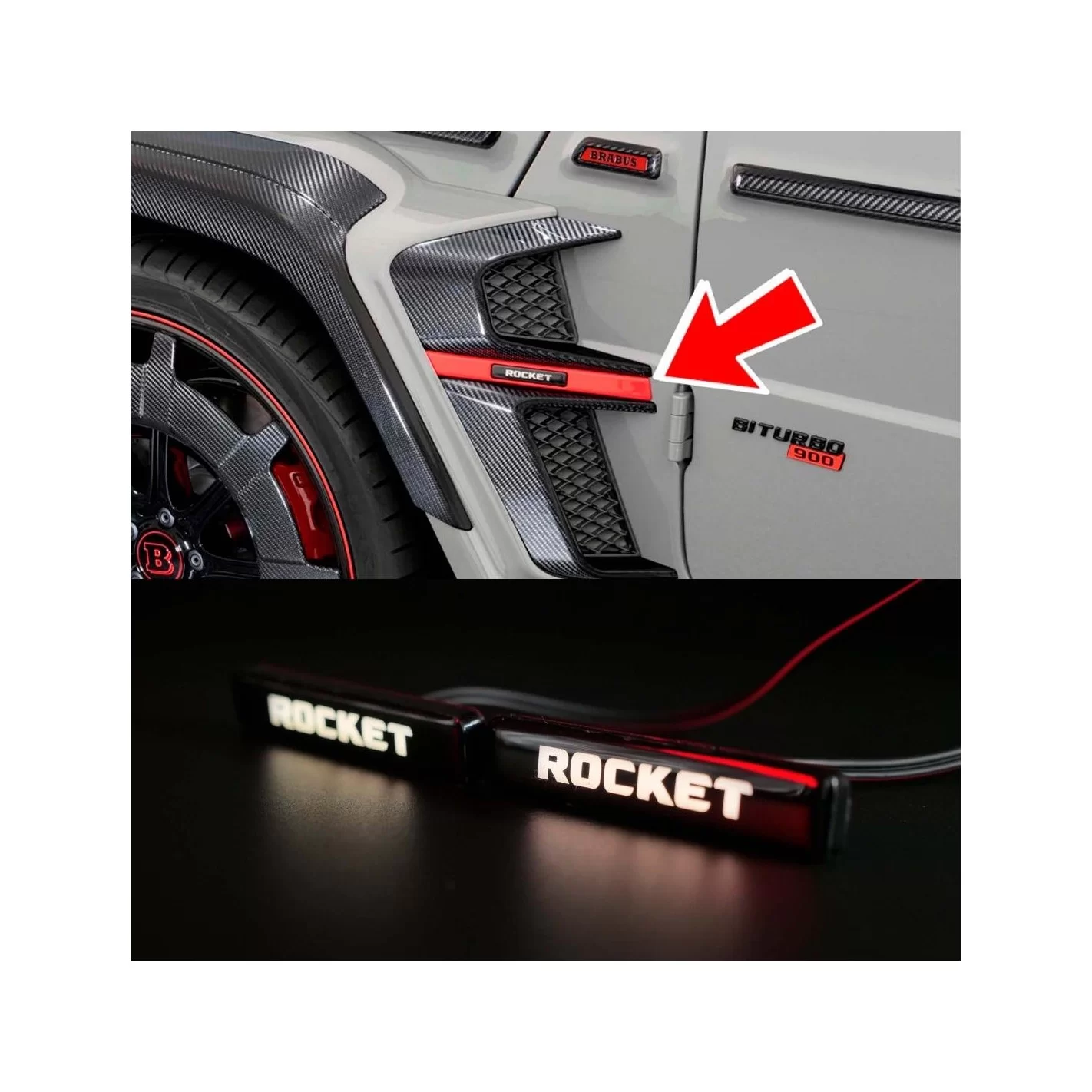 WHITE LED Brabus Rocket emblem for fender inserts Brabus Widestar body kit Mercedes W463A