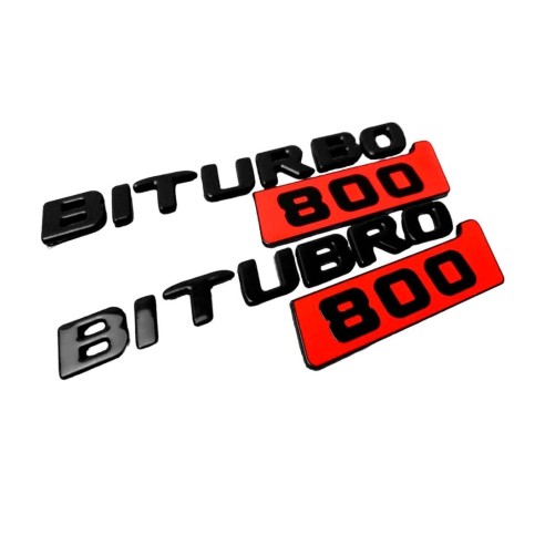 Metallic RED Brabus 800 BITURBO Style Side Plate logo badges set for Mercedes-Benz W463A W464 G-Class