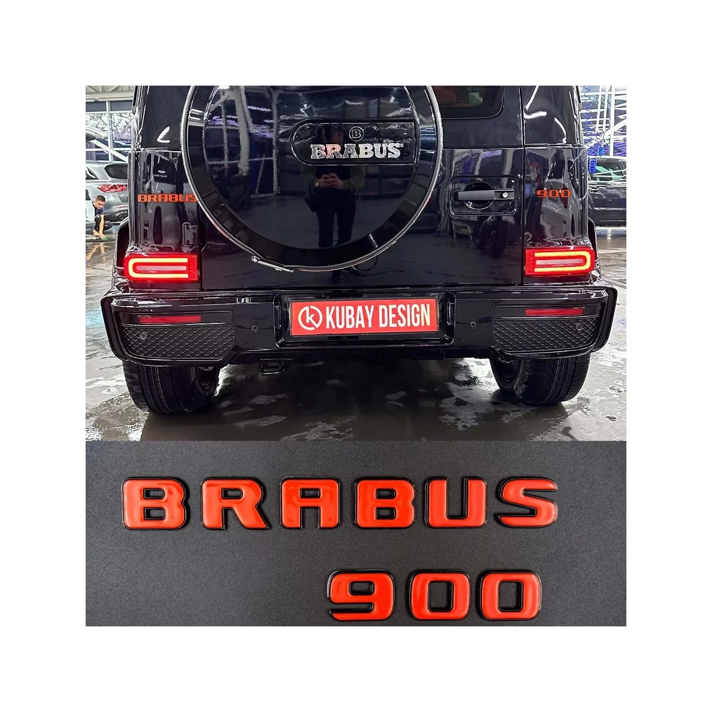 Brabus 900 emblem logo ORANGE metallic for Mercedes-Benz W463A W464 G-Class