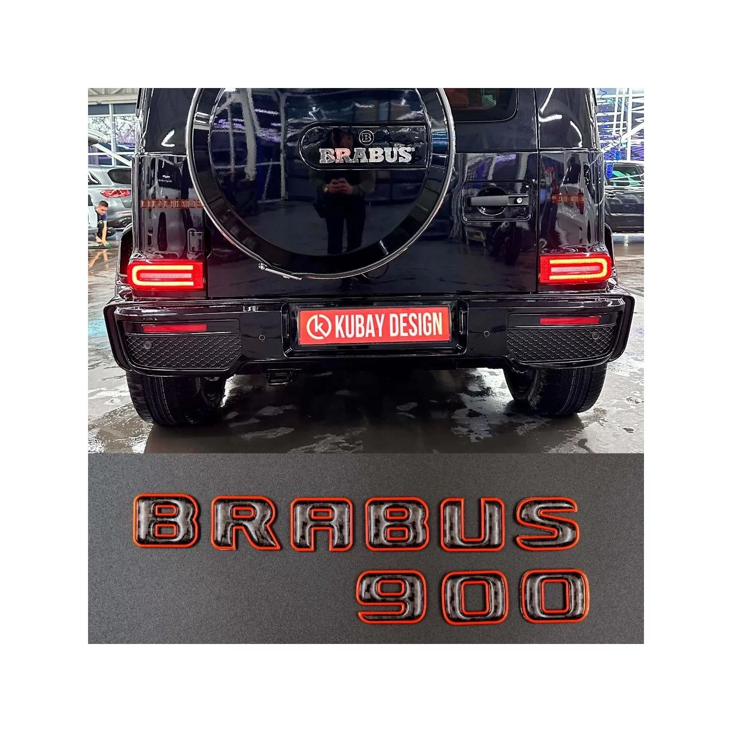 Brabus 900 orange with carbon emblem for Mercedes-Benz W463A