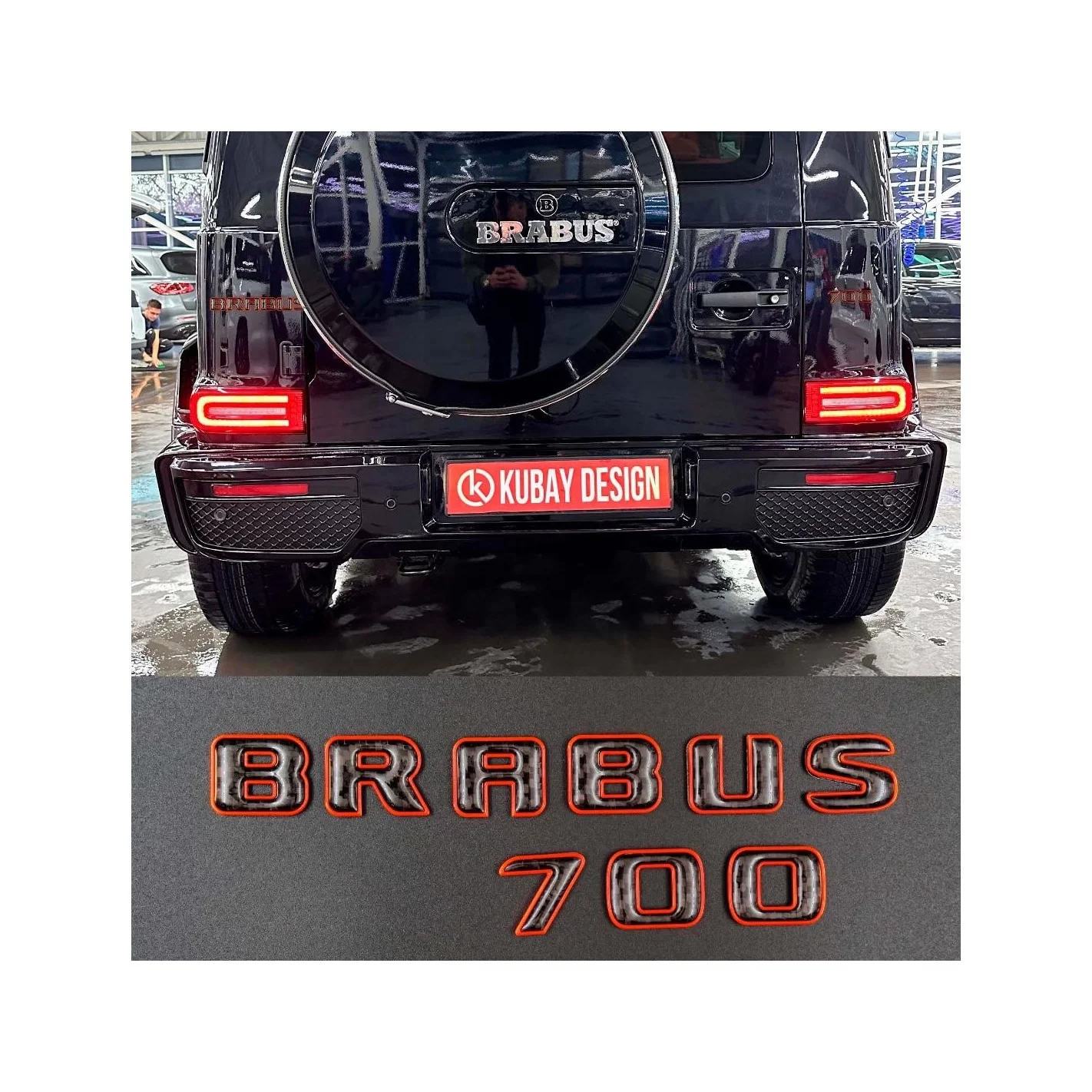 Brabus 700 orange with carbon emblem for Mercedes-Benz W463A