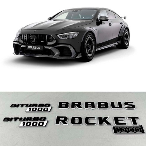 WHITE Brabus rocket 1000 badge emblem set for Mercedes-Benz cars GT 2024