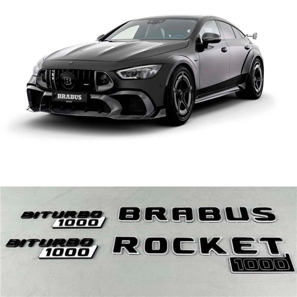 WHITE Brabus rocket 1000 badge emblem set for Mercedes-Benz cars GT 2024