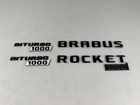 WHITE Brabus rocket 1000 badge emblem set for Mercedes-Benz cars GT 2024