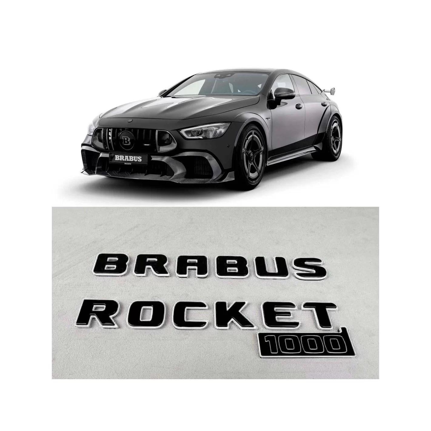 Brabus WHITE rocket 1000 badge emblem set 1 of 25 for Mercedes-Benz cars GT 2024