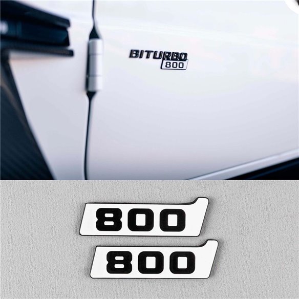 Metallic Brabus 800 BITURBO WHITE fenders emblem logo badges for Mercedes-Benz cars W463A G-Class