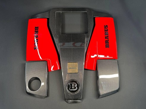 Carbon fiber AMG engine cover with Red Brabus engine air filter covers set for Mercedes-Benz G-Wagon…