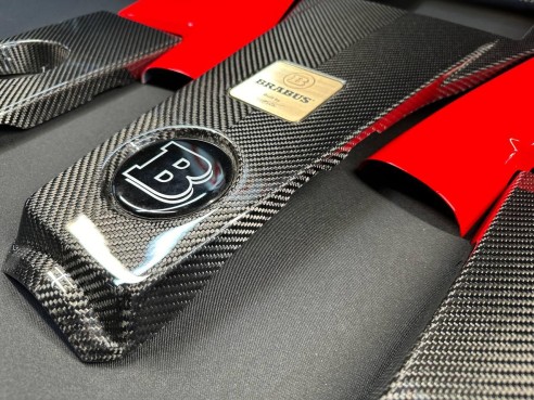 Carbon fiber AMG engine cover with Red Brabus engine air filter covers set for Mercedes-Benz G-Wagon…