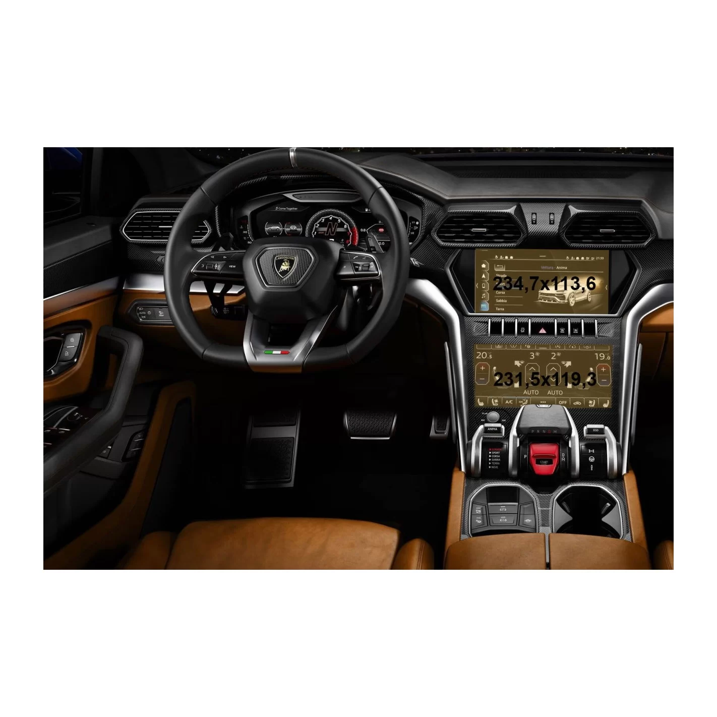 Lamborghini Urus 2017 - Present Multimedia + Climate-Control 10,1-8,6" ExtraShield Screeen Protector